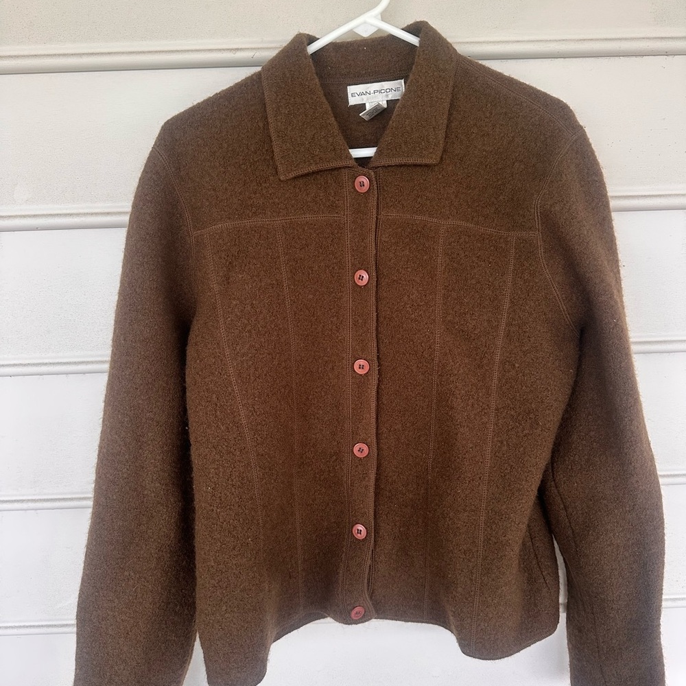 Evan Picone Chocolate Brown wool Jacket with Button Front